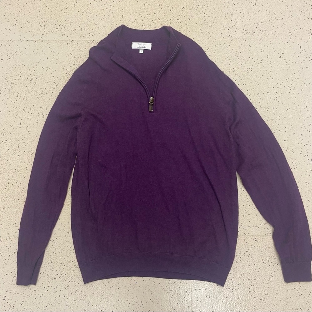 Turnbury Extra Fine Merino Wool Quarter Zip Sweater Pullover Large Vintage